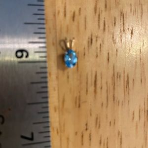 14k Gold & Blue Topaz Pendant